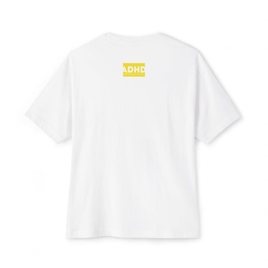 White ADHD Oversized Tee (Forgetfull Yellow)