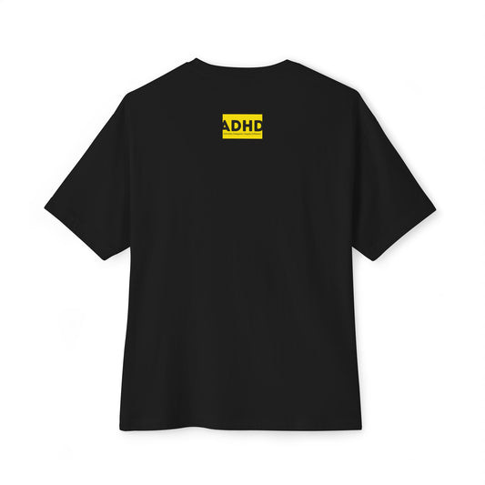Black ADHD Oversized Tee (Forgetfull Yellow)