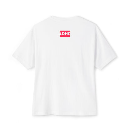 White ADHD Oversized Tee (Over-Focus Pink)