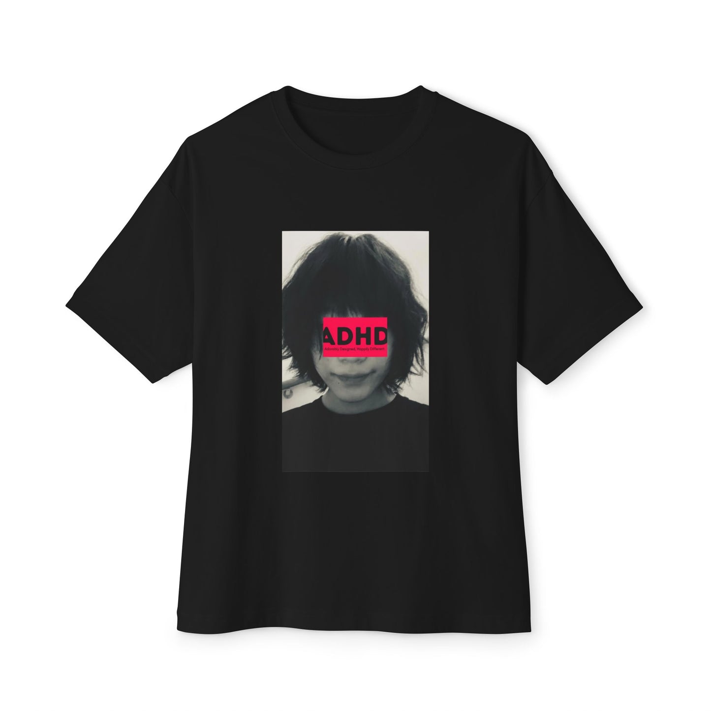 Black ADHD Oversized Tee (Over-Focus Pink)