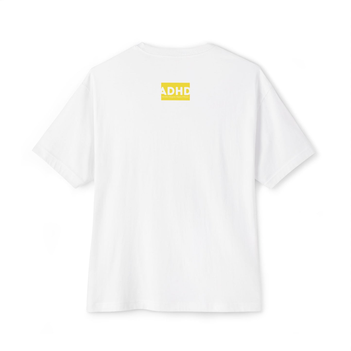 White ADHD Oversized Tee (Forgetfull Yellow)