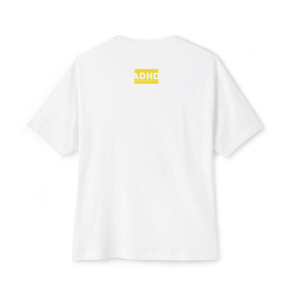 White ADHD Oversized Tee (Forgetfull Yellow)