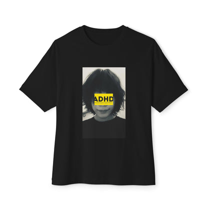 Black ADHD Oversized Tee (Forgetfull Yellow)