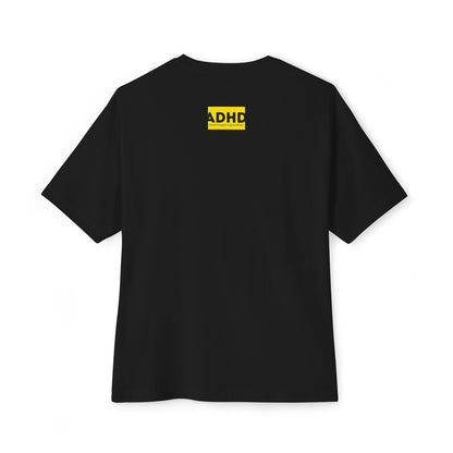 Black ADHD Oversized Tee (Forgetfull Yellow)