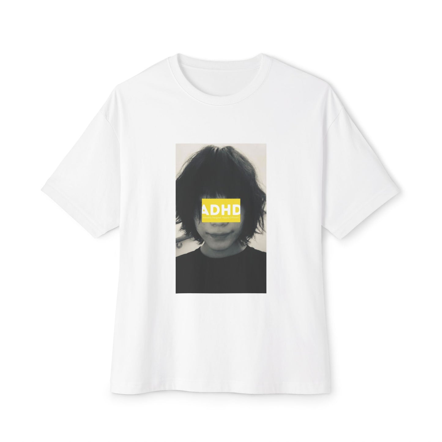 White ADHD Oversized Tee (Forgetfull Yellow)